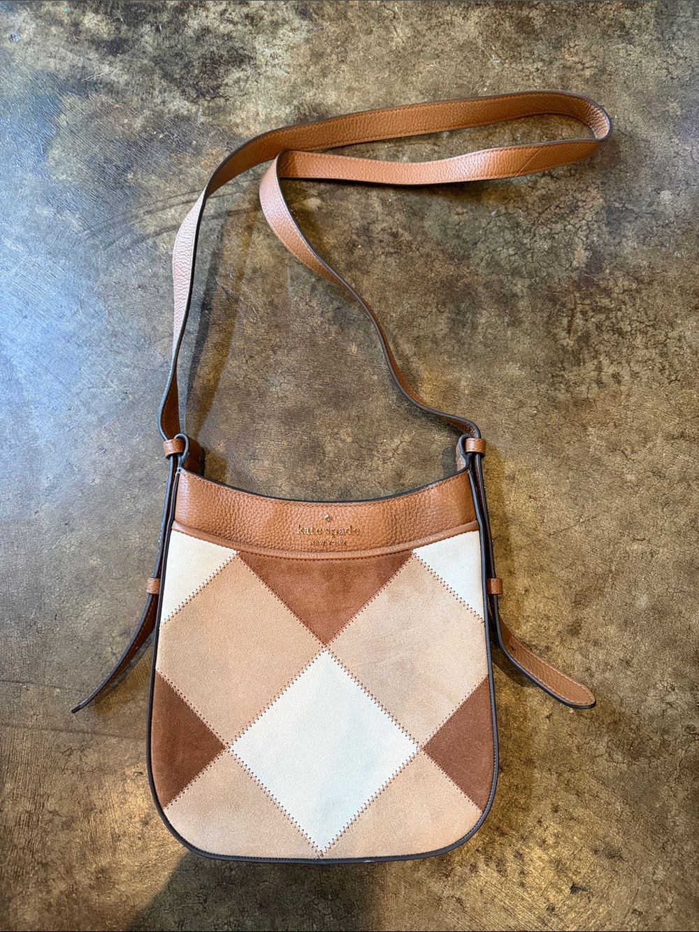kate spade Tan & Cream Patchwork Leather Crossbody Bag